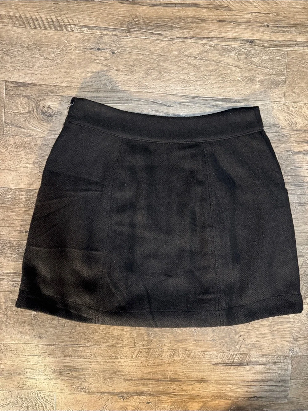 Free People Black Mini Skirt with Button Front Detailing - Size 6